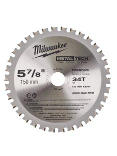   Milwaukee körfűrész tárcsa akkus géphez acél vágás 150/20 MM 34 fog (4932479554)